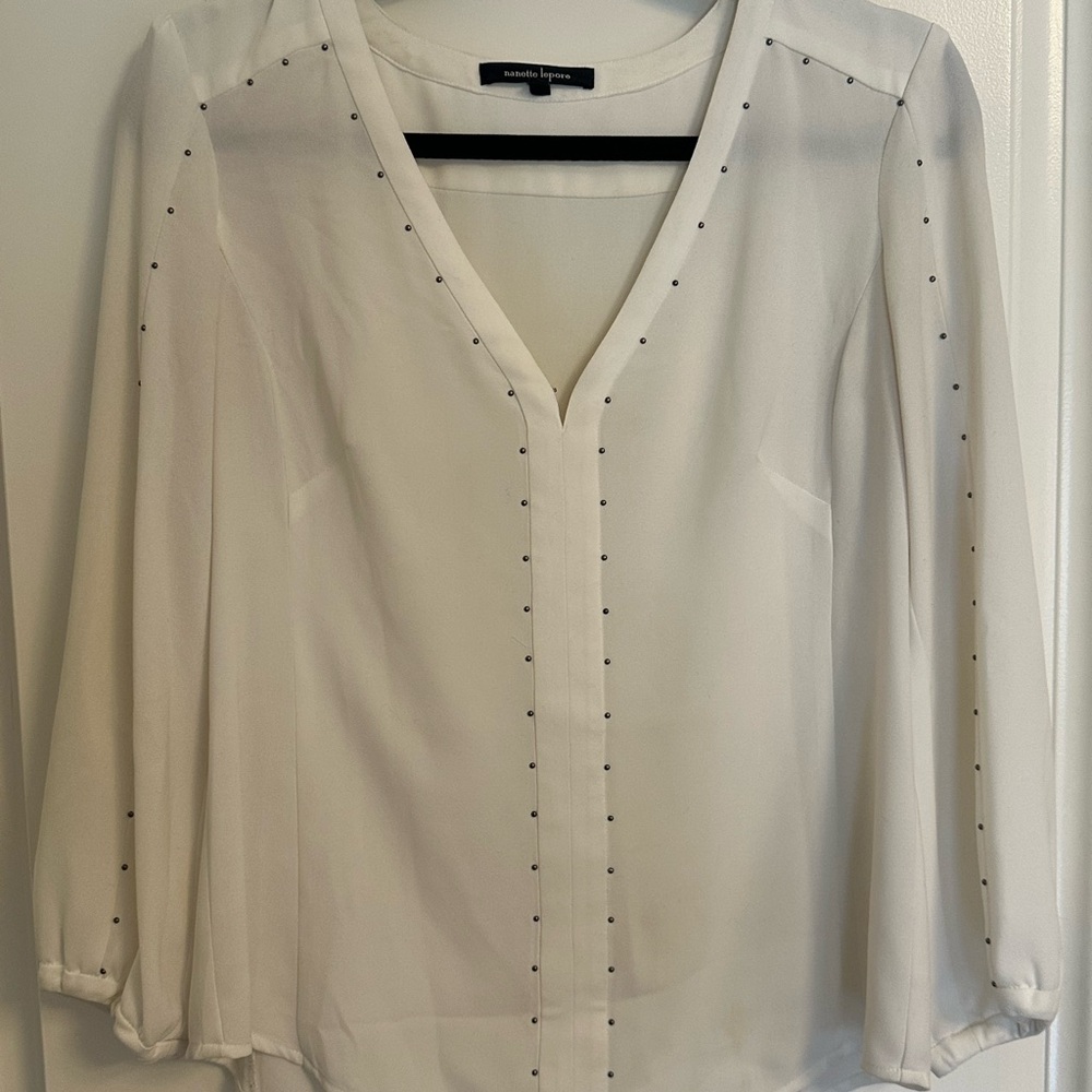 Nanette Lepore Cream Blouse with Stud Accents